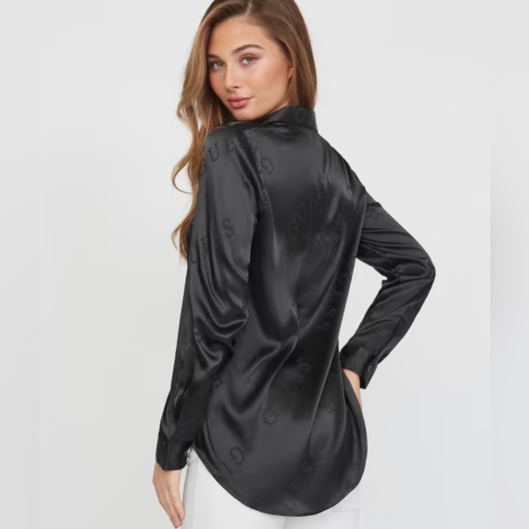 NEW!! Guess Galina Logo Satin Shirt never worn brand new - Picture 4 of 4